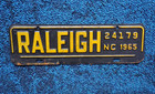 1965 Raleigh North Carolina License Plate Topper