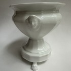 Vtg French Ironstone Footed Jar White Porcelain Cameo Faces Lion Bowl Old Paris