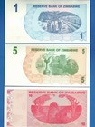 Zimbabwe One  Five  Ten Dollars 2006-2009 Uncirculated Banknote Set  1