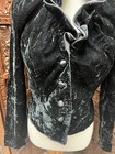 Vtg S Black Goth Victorian Steampunk Gothic Collared Button Front Jacket Velvet
