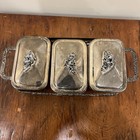 Rare Vintage Silver Plated Chafing 3 Dish Glass Inserts  Ornate Small Condiments
