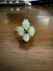 Vintage 14k Yellow Gold Opal   Emerald Cluster Ring Size 8
