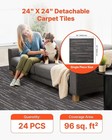 Carpet Tiles Reusable 24x24 Inch Gray 24 Pack Modular Floor Covering Indoor