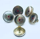 6 Pc Matching Set Silver   Mother-of-pearl Tuxedo Button Studs W  Fitted Box