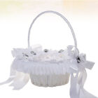 Bowknot Wedding Ceremony Decor Flower Girl Satin Wedding Basket