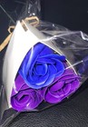 3- 8  Flowers Including Plastic Stem   Leaves  And 2  Soap Petals Purple   Blue