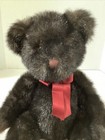 Russ Berrie Dickens Black Teddy Bear Red Bow Tie Plush Soft Stuffed Animal