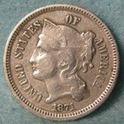 1871 Three Cent Nickel Better Grade Old Us Coin  546