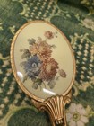 Vintage Floral Gold Tone Vanity Hair Brush Ornate Flowers 