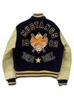 Men   s Varsity Chenille Embroidery Patches Wool leather Sleeves Bomber Jacket