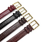 Men s Gold Buckle Genuine Leather Alligator Embossed Dress Belt 1-3 8  Wide
