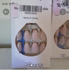 Short Square Pink French Tip Full Cover Floral Press-on Artificial Nails 24pcs