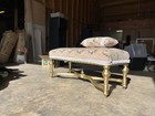 Fully Restored Antique French Louis Xiv Style Golden Lace 48    Fabric Bench