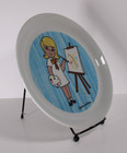Holiday Inn Childs Plate Vintage 1960s Shenango Laurie Holiday Painter Girl Blue