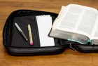 Zipper Pocket Leather Distressed Bible Cover Case With Handle 2x-large Black