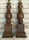 Two Vintage Mid Century Ceramic Columns Table Lamps 24 tested  Wood Grained db