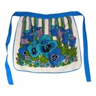 Lot Of 2 Vintage Terry Cloth Half Aprons Blue Pansies Tulips Orange Mushrooms 