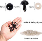Safety Eyes 260pcs 12mm Plastic Black Craft Eyes With Washers Teddy Bear Eyes Fo