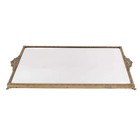 Brass And Mirrored Footed Dresser Tray Plateau