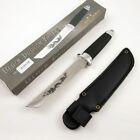New Dagger Fantasy Knife Dragon Silver Black Tanto Blade Stainless Steel  Sheath