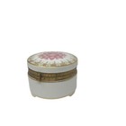 Vintage I  W  Rice Porcelain Hinged Trinket Box Handpainted Pink   Gold Accents 