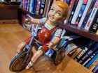 Very Nice 190 s Unique Art Tin Litho Wind Up  Kiddy Cyclist In Box