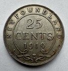 Canada Newfoundland 1919-c 25 Cents Sterling Silver Coin Km  17 George V