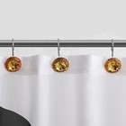 12 Pcs Bling Rhinestones Acrylic Rolling Diamond Shower Curtain Hooks  Gold