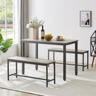 Dining Table Set Bar Table With 2 Dining Benches Kitchen Table Counter   Chairs