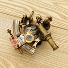 Brass Sextant Compass W Wooden Box Vintage Maritime Antique Nautical X-mass Gift