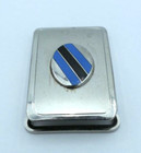 Vintage Silver-tone Brass Blue   Black Enamel Belt Buckle 1-3 4  X 1-1 8 