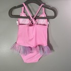 Floatimini Girls One Piece Swimsuit  Pink With Butterflies And Tutu  Size 12-18m