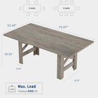 Wood Farmhouse Dining Table 6-8 Heavy Duty Large Kitchen Table 70 87  Long
