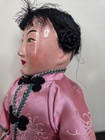 Chinese Asian Papier Mache Composition Face Doll Silk Embroidered Unique