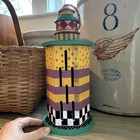 Vtg Wooden Butterfly House 12  Whimsical Check Colorful Home Decor