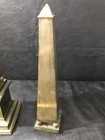 Brass Metal Obelisk 22  And 17  Vintage Monument Lot Of 2 Decoration Art