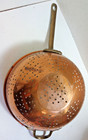 Vintage 9  Copper Kitchen Colander W Brass Handle  Free Shipping