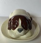 Vintage Ceramic Saint Bernard Covered Butter Dish Quon-quon Japan 5 25 X 7 5 In 