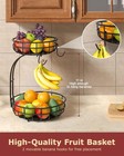 2 Tier Large Fruit Basket For Kitchen Counter With Removable Banana Hanger -    