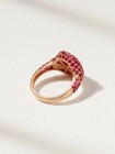 Vintage Style Pink Ruby Pave Set Pinky Ring For Unisex 14k Rose Gold Over
