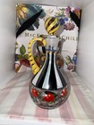 Mackenzie Childs Oil Or Vinegar Cruet Yellow Top Red Flowers Circus Retired Exc