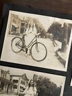 Antique Snapshot Photos Girl With Bicycle Strange   Unusual 1900s Album Pages