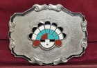 Estate Fhc Belt Buckle - Indian Native American Style Decoration 3 5  Long