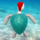 Christmas Sea Turtle Decoration  Holiday Resin Figurine With Glitter  Santa H   