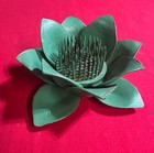 Vtg   Rare  flower  Spiked Heavy Metal  4  Green Flower Frog - 10 Oz 