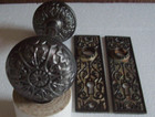 Antique Victorian Door Knobs   Back  face Plates Pair Ornate May Be Eastlake