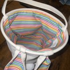 Easter Bunny Fabric Basket  Cream  W  Handle   Striped Long Ears   Fluffy Tail