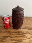 Exquisite Antique 19th C Hand Carved Anglo Indian Spice Urn Wooden Canister Jar