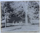 Antique Glass Plate Photo Negative - Individuals In Front Of An Old Barn