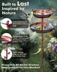 Metal Bird Bath For Outside - Outdoor Garden Decor Birdbath 2-tier Water Bowl